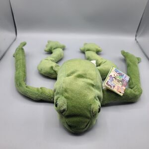 K&M International African Bull Frog Plush Stuffed Animal Toy Green Eyed 1998